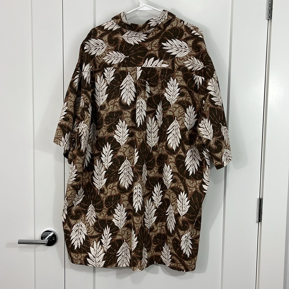 Makapuu 4XL Brown, White Short Sleeve Button Down Hawaiian Shirt - Picture 3 of 8